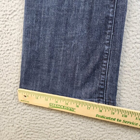 Y2K Flare Leg Jeans Women's 14 Curvy Embroidered Rhinestones Dark Wash Pants - Picture 7 of 12